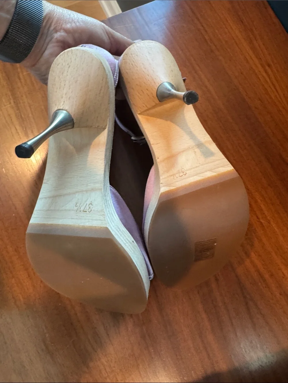 NWOT Prada Blush Pink Leather Platform Ankle-Strap Heels